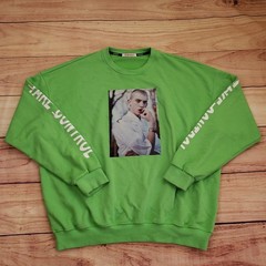 Maybe Crazy Sweatshirt Mens Large Green White Korean Streetwear Fashion Sweater
