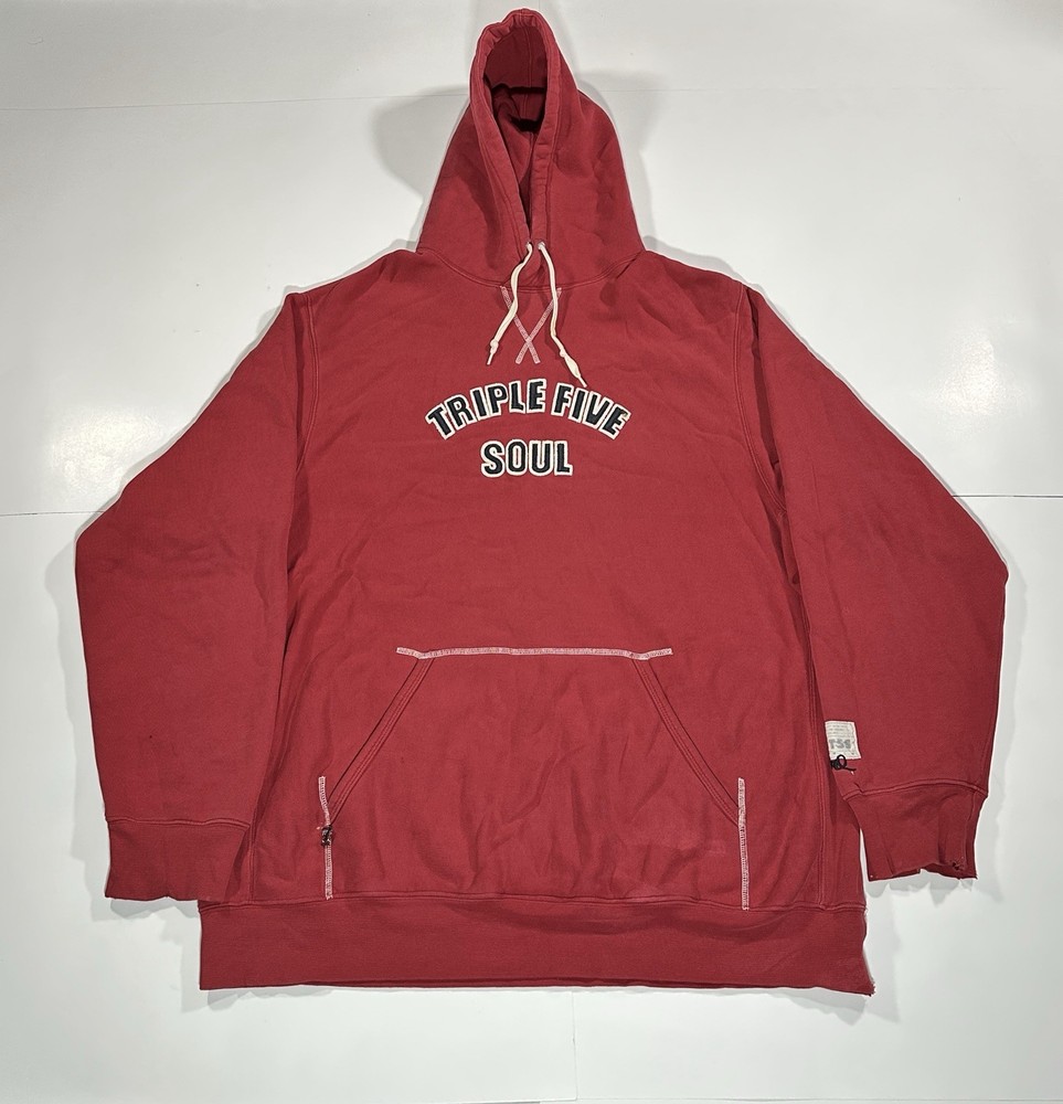 Vintage 90s Triple Five Soul 555 Hoodie Sweatshirt Men XL Red Pullover Y2K Rare