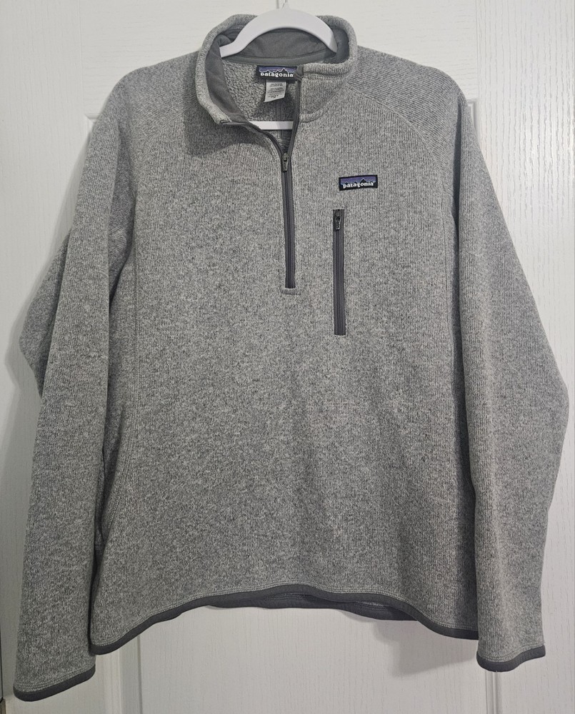 PATAGONIA Microfleece 1/4 Zip Pullover Sweatshirt Light Gray M for fall, Winter