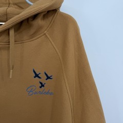 BURLEBO Men’s Midweight Fleece Hoodie Sweatshirt XL Light Brown Duck Hunting Dog