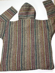Gypsy Baja Hoodie One Size Multicolor Woven Drug Rug Hippie Boho Pullover Nepal