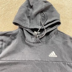 Adidas Sweater Hoodie Men Size Medium Black Pullover Athletic 3 Stripe Sleeve