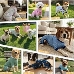 4 Pack Dog Pajamas Pet Costumes Dog Jammies Bodysuits Sweatshirt Adjustable Brea