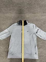 Nautica Sweatshirt Mens XL Gray Solid 1/4 Zip Fleece Mock Neck Pullover Logo