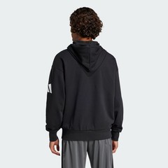adidas Essentials Loose-Fit 3 Bar Logo French Terry Hoodie Black