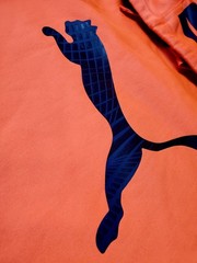 PUMA WarmCELL Orange Graphic Logo Polyester Fleece Pullover Hoodie Men’s XL