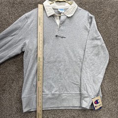 Champion Collared 1/4 Button Pullover Sweatshirt Gray Mens Large NWT