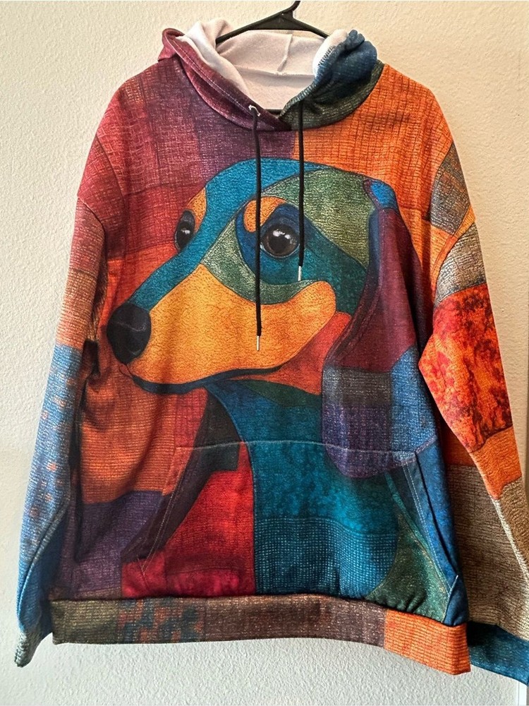 Source Unknown Multicolor Patchwork Dog Graphic Hoodie