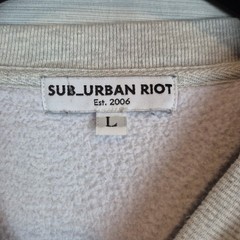 Sub_Urban Riot Womens Large Gray Sweatshirt Plain Thick Fall Winter Spring Stain