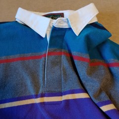 CROSS CREEK MADE IN USA LARGE TEAL GRAY PURPLE RUGBY SHIRT