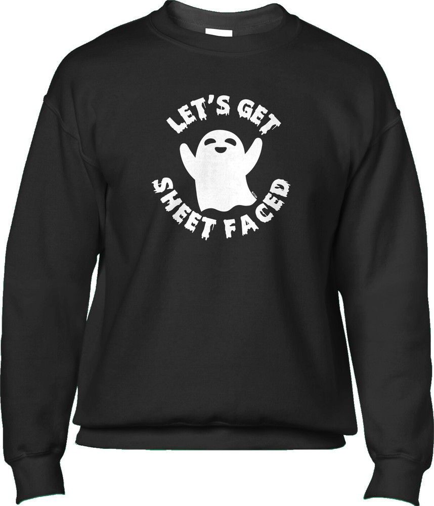 Sheet Faced Halloween Trick or Treat Horror Costume Party Ghost Mens Sweatshirt