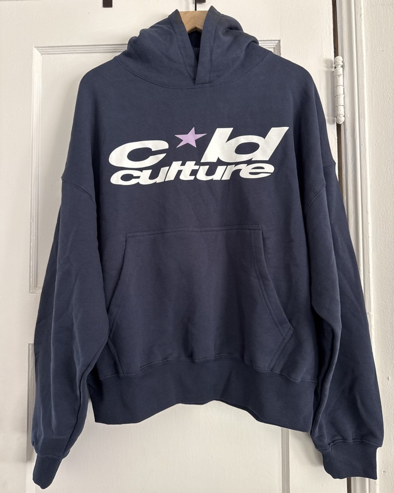 Cold Culture DAMAGED! Cosmic Hoodie Large In Dark Blue With Purple Star NWD!
