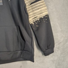 NWT $69 TAILORED REC Apocalypse Fleece Hoodie MEDIUM Pleated Sleeve Hand painted