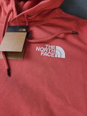 The North Face Men’s L Hoodie Coral Pink Box Logo Never Stop Exploring NWT