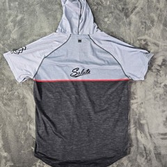 Novus Custom Performance Short Sleeve Zip Hoodie S Gray Red Salute Jersey 15