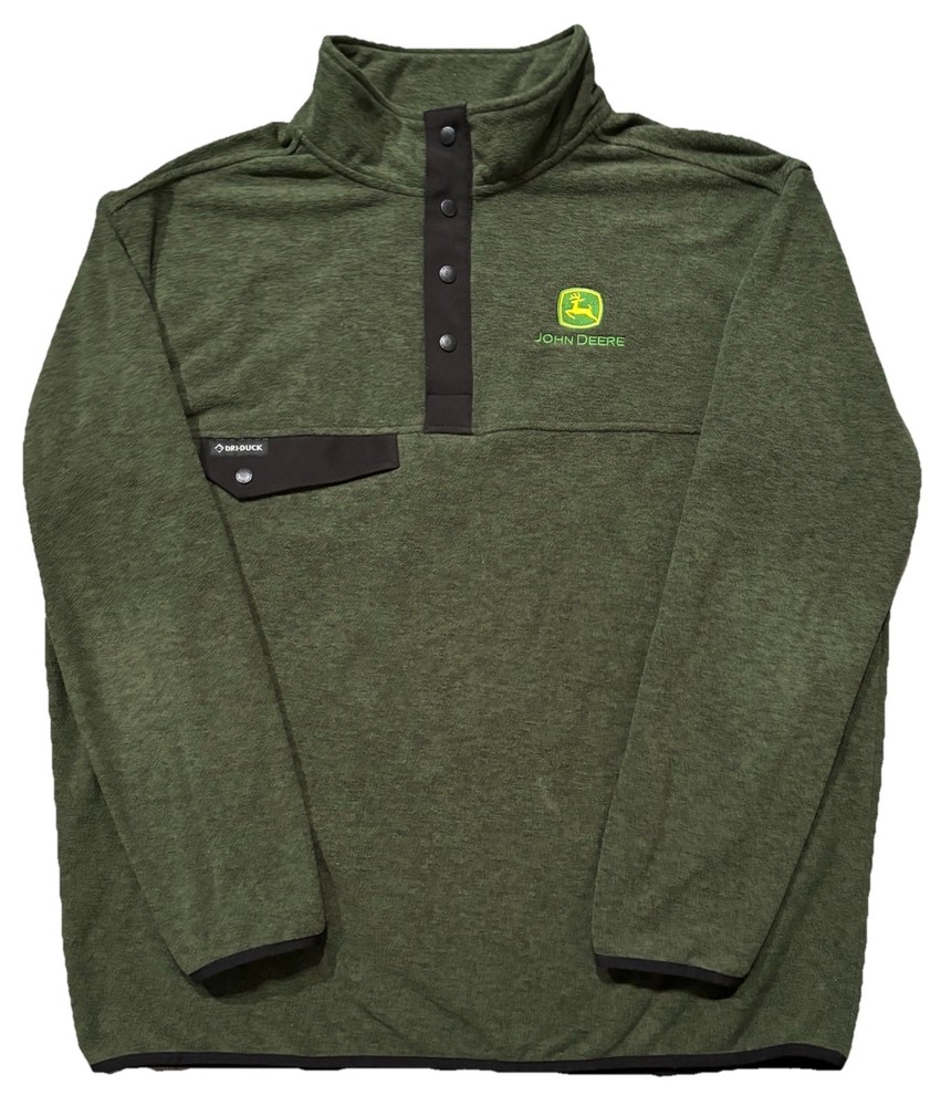 Dri-Duck Long Sleeve 1/4 Button Golf Sweatshirt. Mens 2XL. Green. John Deere.