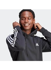 NEW Adidas Mens Hoodie 2XL Essentials Fleece Stripes Black Athletic Sports