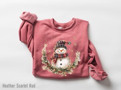 Christmas Snowman Sweatshirt Cute Winter Holiday Apparel