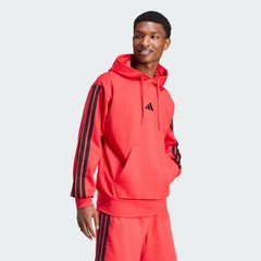 adidas Essentials 3-Stripes Fleece Hoodie Red