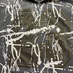 1738 ORIGINAL Mens M Hoodie Gray White Paint Splash # 23 Short Sleeve Kangaroo