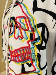 Create 2MRW NWT Size L White Graffiti Embroidered Hoodie Sweatshirt Retail $70