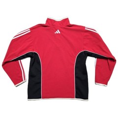 Vintage 90s Adidas Soccer Deep Pile Fleece 1/4 Zip SweatShirt Mens Sz M Red