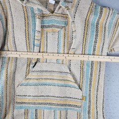 Molina Drug Rug Pullover Adult Medium Biege Striped Boho Retro Hippie Hoodie