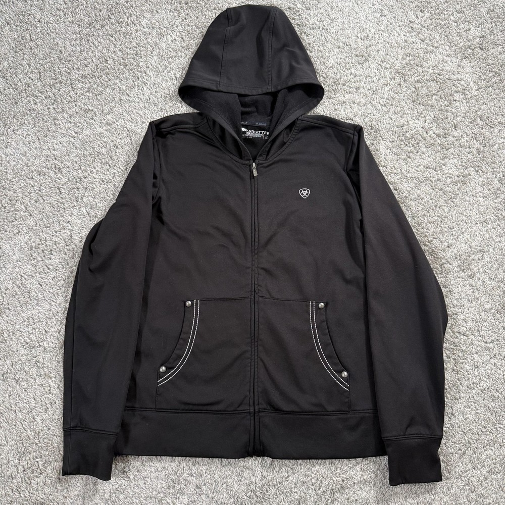 AriatTEK ColdSeries Hoodie Mens Medium Black Full Zip Fleece Logo Riding Jacket