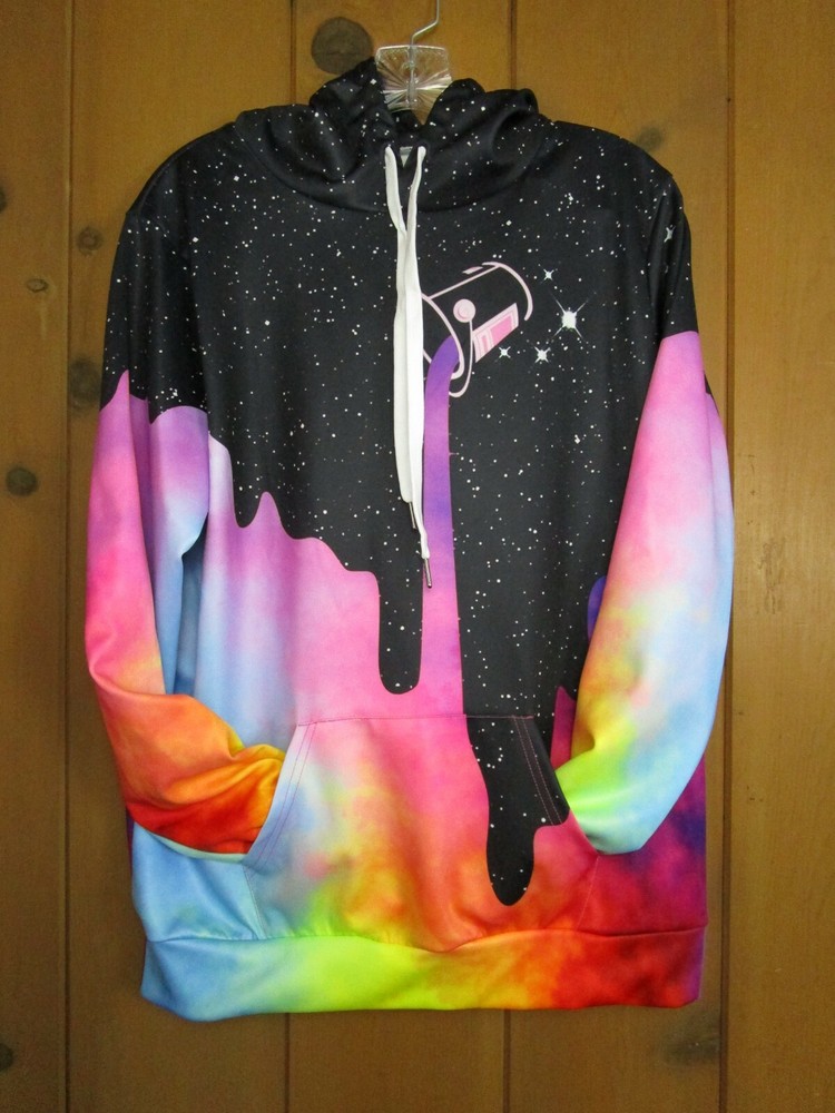 Casual Graphic Print Colorful Galaxy Paint Unisex Sweatshirt Hoodie Size SM
