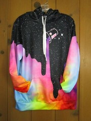 Casual Graphic Print Colorful Galaxy Paint Unisex Sweatshirt Hoodie Size SM