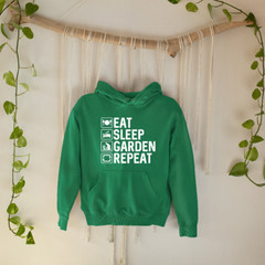 Eat Sleep Garden Repeat Hoodie Home Gardener Plants Trees Nurseries Novelty