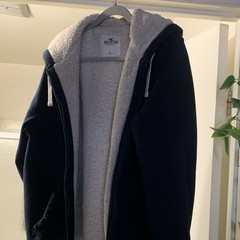 Hollister Men’s Blue/White Sherpa Lined Full Zip Hoodie Sweatshirt Size L