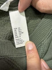 H&M Teens 14Y Solid Olive Green Cotton Fleece Crewneck Pullover Sweatshirt