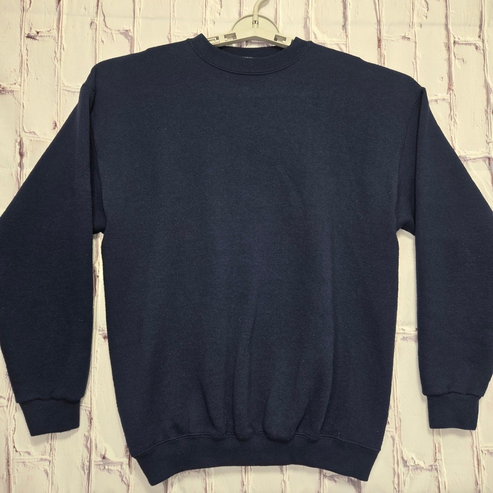 Vintage Tultex Blank Crewneck Sweatshirt Navy Men’s Size Large Cotton Polyester