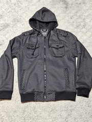 Vintage Y2K Sapphire Lounge Grunge Skater Black Striped Hoodie Size Medium