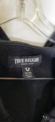 True Religion Old Skool Zip Men’s Size XL Retro Logo Jet Black Hoodie Sweatshirt