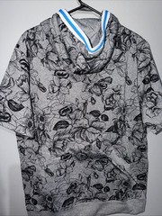Ecko Unltd Hoodie Mens Large Gray Short Sleeve Floral Kangaroo Pocket EO12K855
