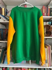Heritage Hill Green Yellow Color Block 100% Cotton Crewneck Sweatshirt Size 3XL