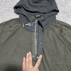 Express Pullover Hoodie Men’s Size Large Green Gray 1/4 zip with buttons