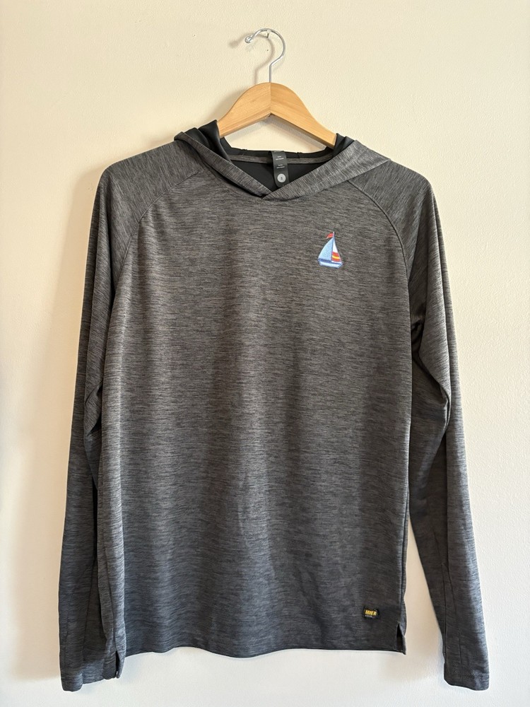 Mier Mens Grey Lightweight Breathable Hoodie Athletic Size Small Nautical Ocean