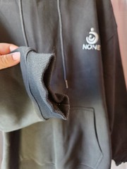 Hoodie with “None” Logo Black Heavyweight Pullover Unsex Large