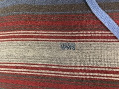 Vans Hoodie Mens Medium Red Striped Heritage Lightweight V Neck Pullover Jersey