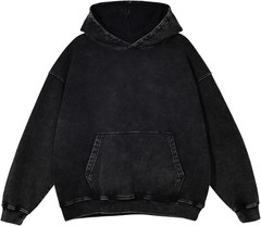 Mens Vintage Acid Wash Hoodie Oversized Pullover Streetwear Sweatshirt