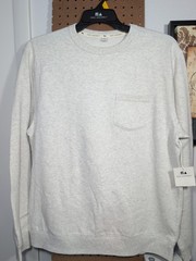 Free Assembly Light Gray Heather Fleece Crew Sweatshirt with Long Sleeves Sz. L
