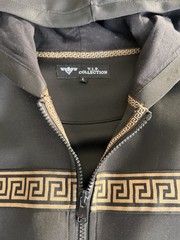 V.I.P. Collection Men’s Geometric Gold Design Black Zip-up Hoodie Size L