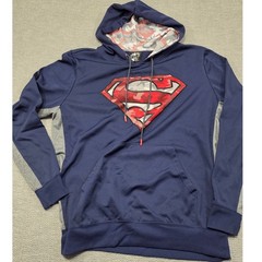 DC Comics Superman Navy Blue Camo Shield Pullover Hoodie Mens Large L