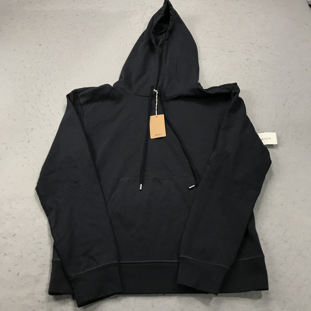 APC Rue Madame Paris Hoodie Mens Small Black Designer Solid Sweatshirt NWT