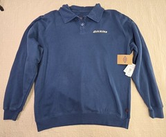 NWT Dickies Men’s Medium Blue Gray Collared Polo Sweatshirt Pullover