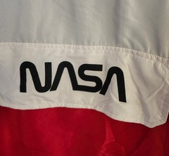 NASA Windbreaker Jacket Black White Red Pullover Half Zip Hooded Size Small