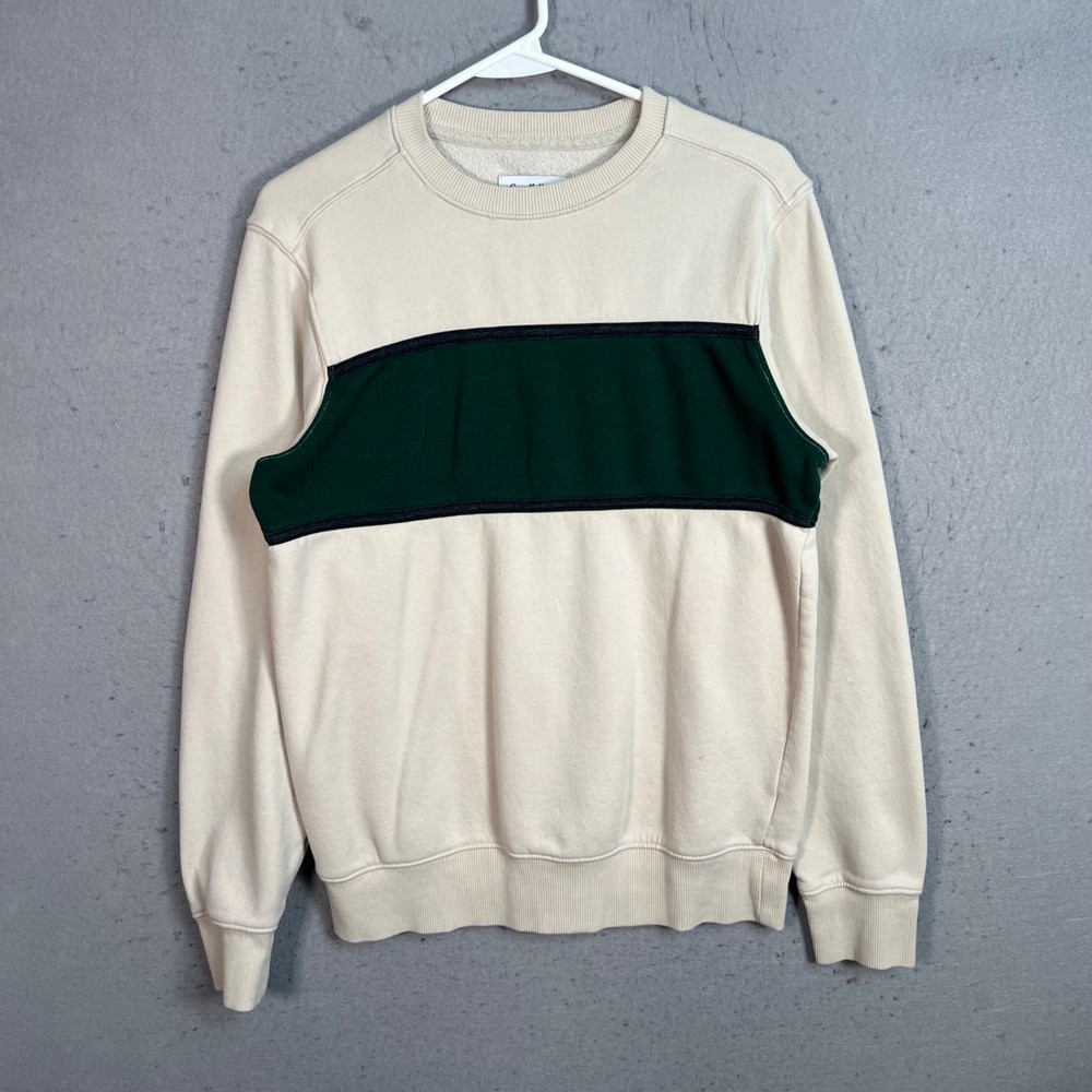 Goodfellow & Co Mens Size Small Crewneck Sweatshirt Beige / Green Cotton Blend